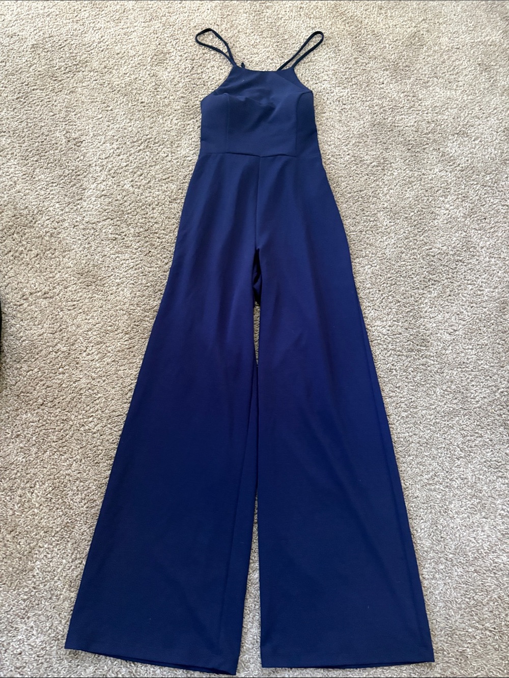 Jump Apparel Navy Wide-Leg Spaghetti-Strap Jumpsuit